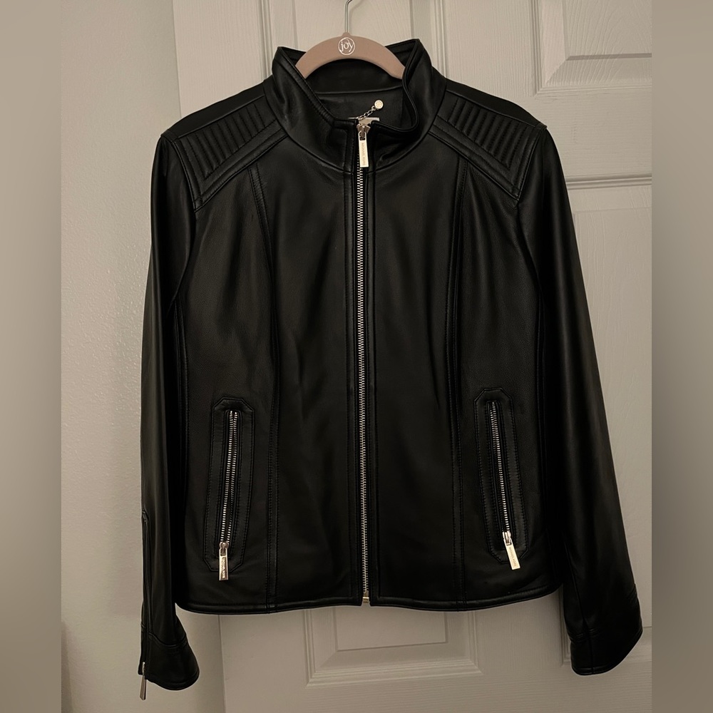 Michael Kors Leather Moto Jacket w/Gold Hardware NWOT